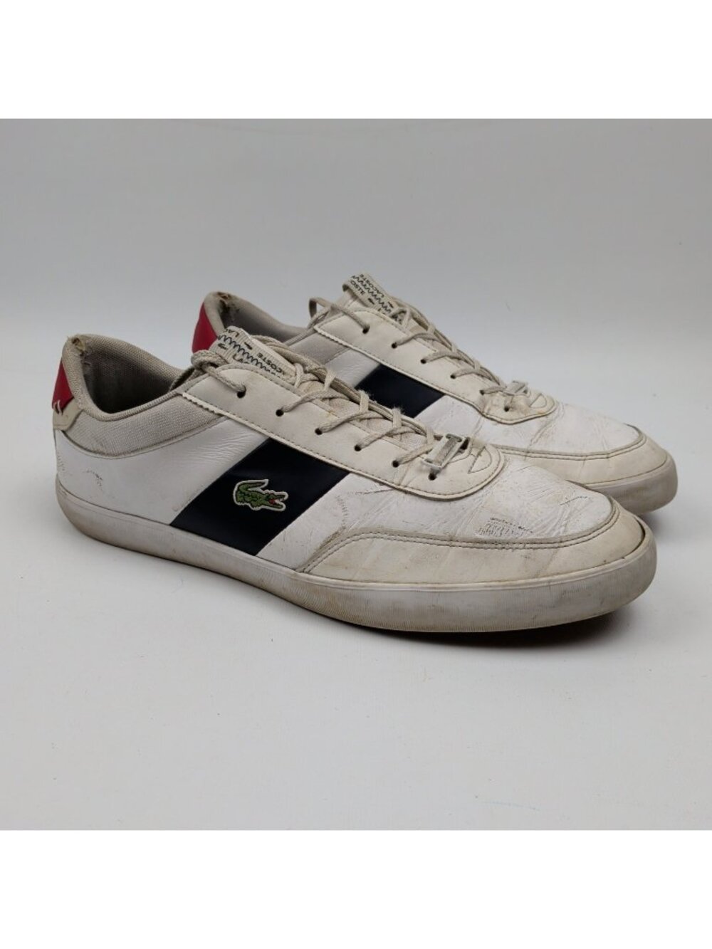 Lacoste Court-Master Trainers Mens Size 13 Leather White Lace Up Trainers Grunge